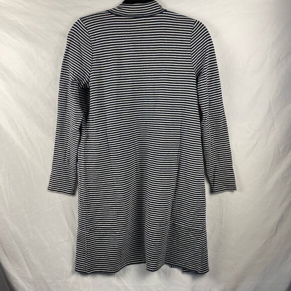J. Jill Navy Blue & White Striped Long Open Cardigan Small Classic Minimal NWT - Picture 5 of 6